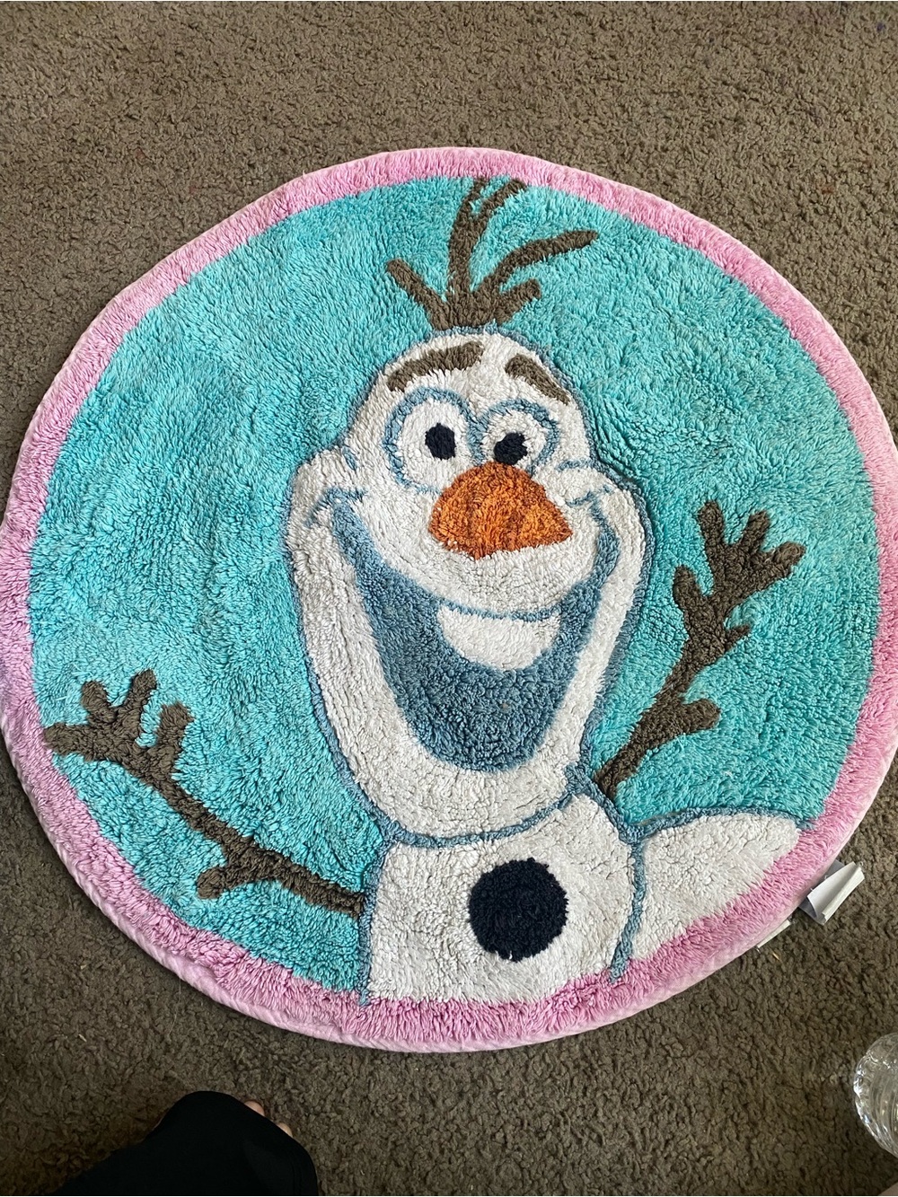 Disney Olaf Round Blue Pink Rug